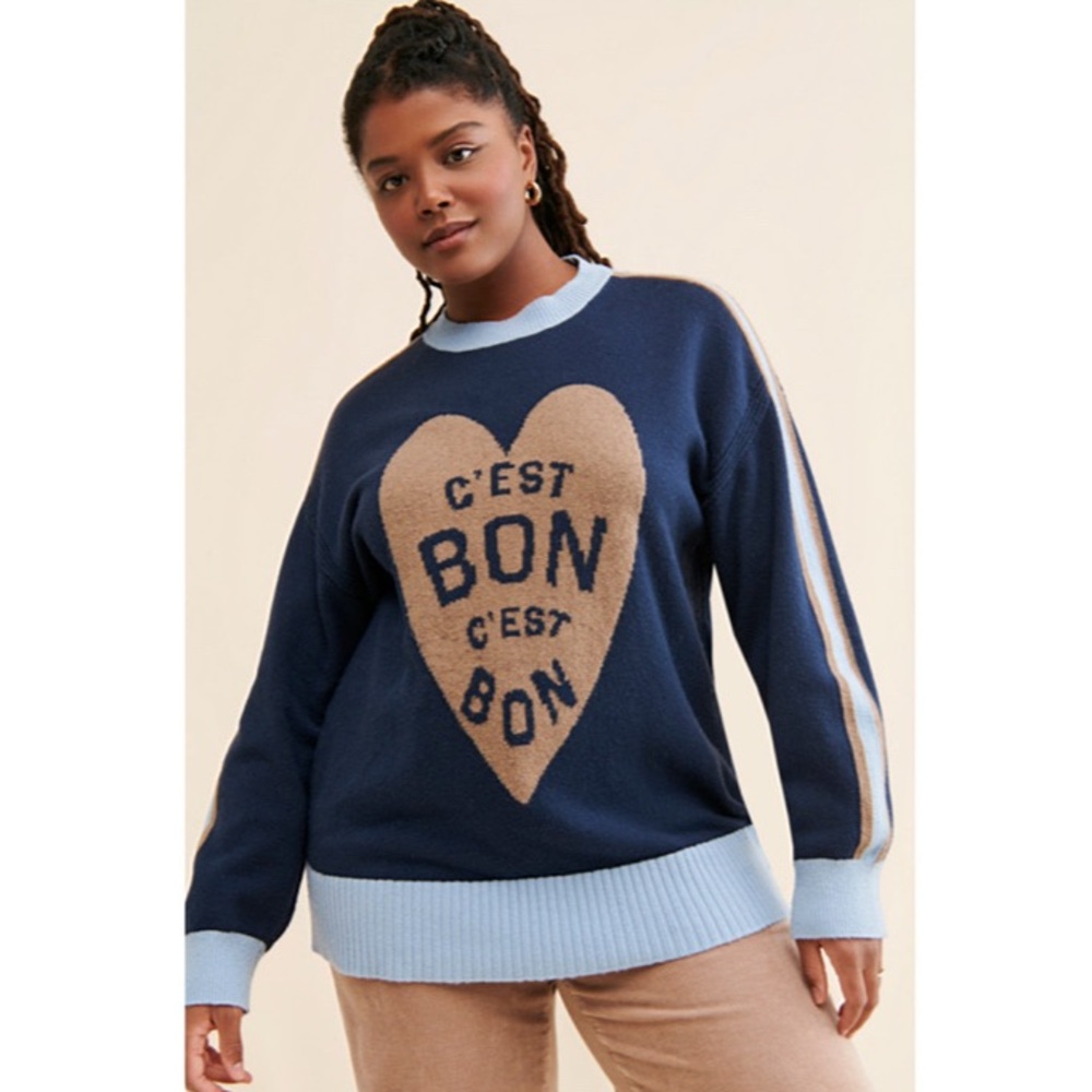 Anthropologie Maeve C’est Bon Graphic Tunic Sweater